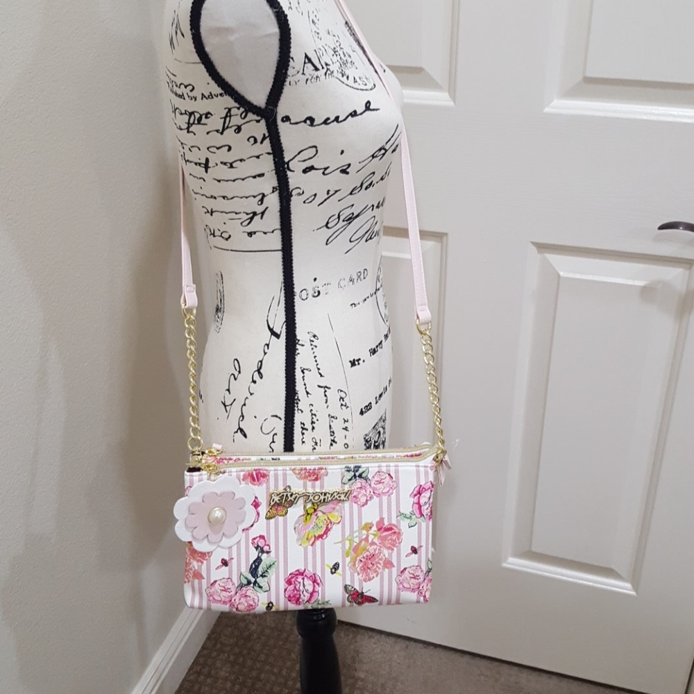 Betsey Johnson striped floral crossbody..